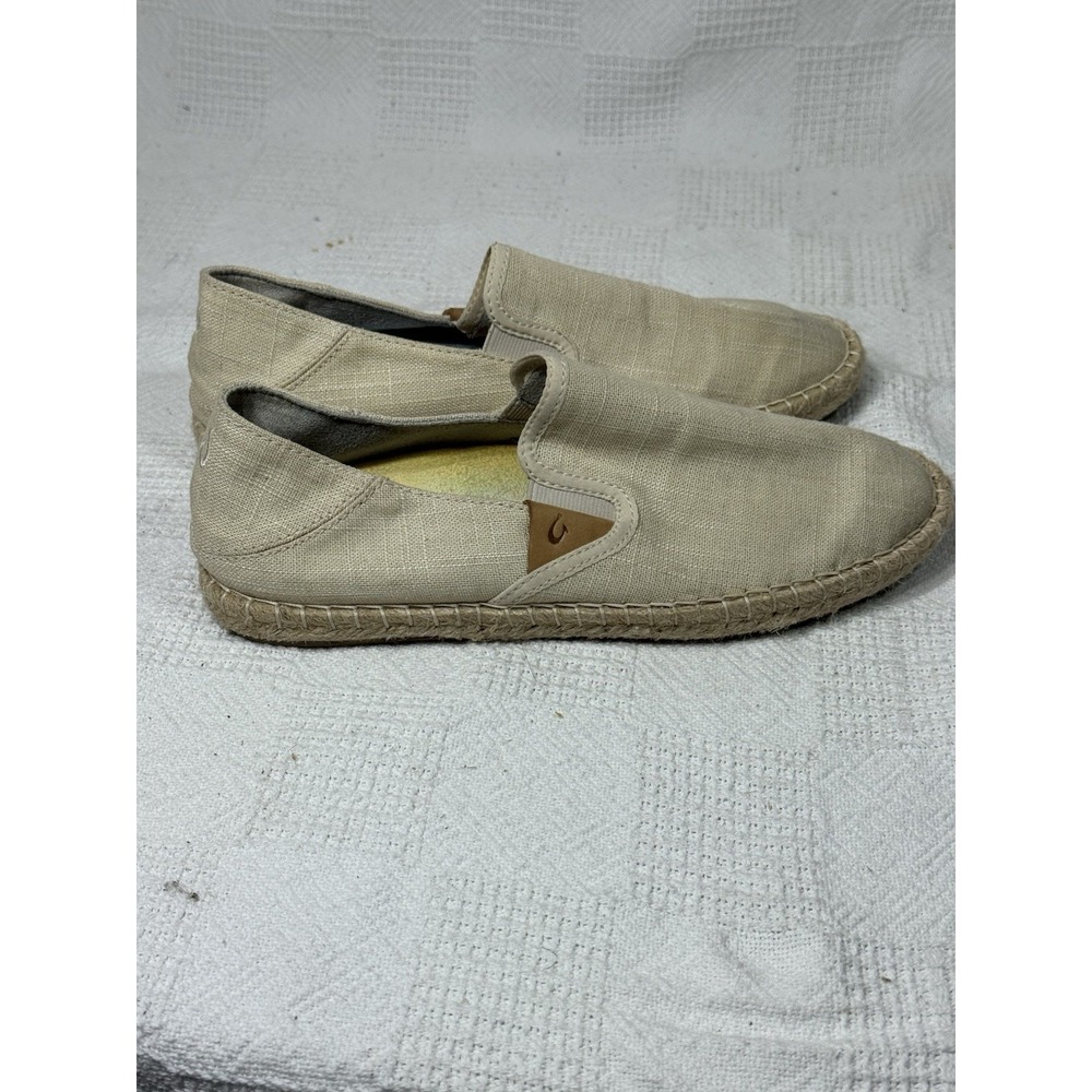 Olukai Kaula Pa'a Kapa Women's Slip-On Shoes Size 7.5 Beige